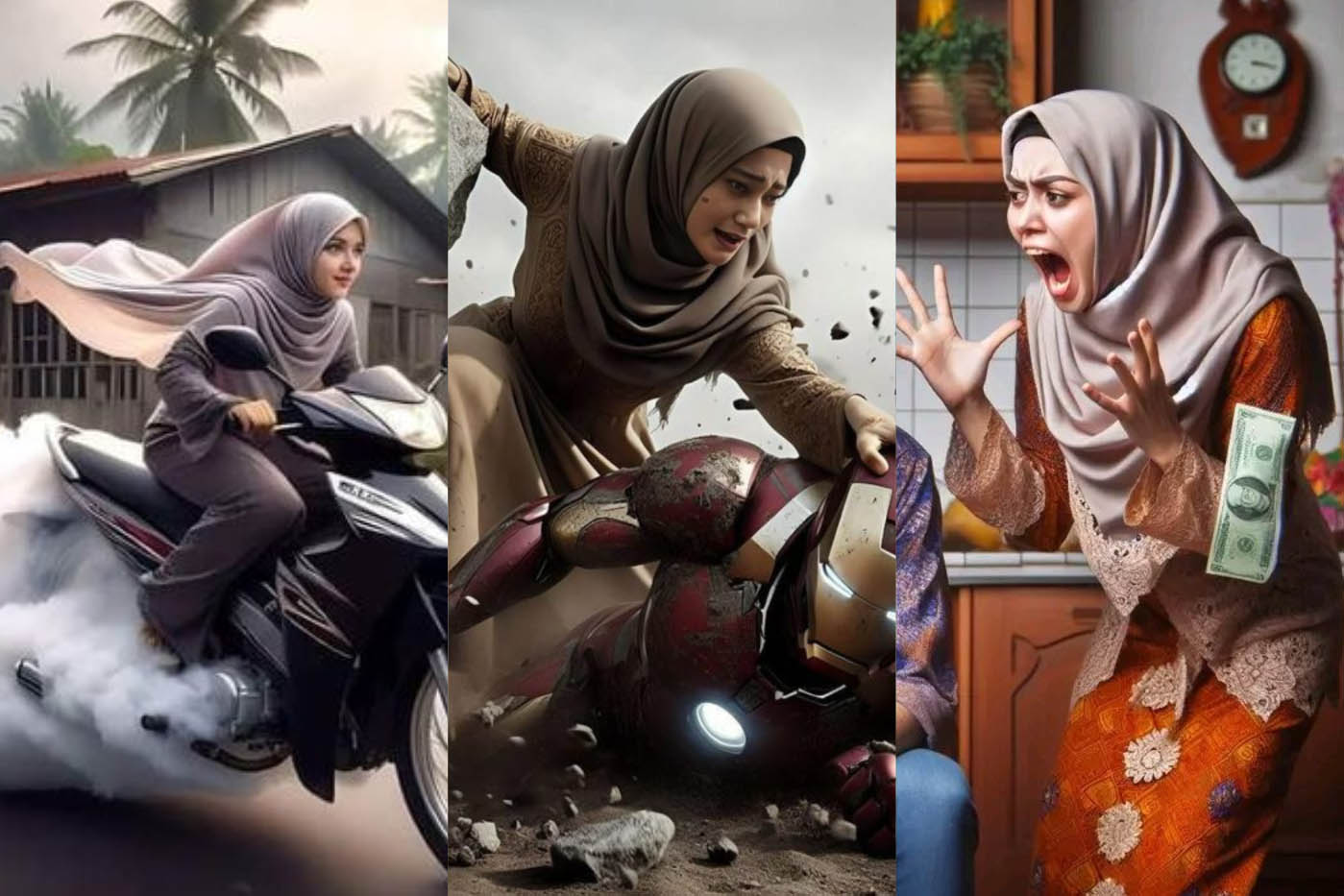 Animasi Emak-Emak Berhijab Keren Hasil AI
